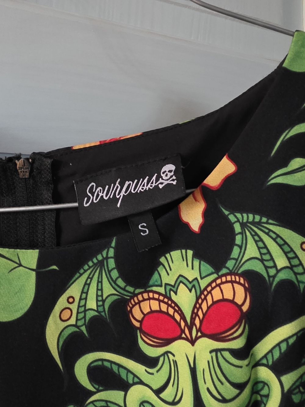 Sourpuss Black Tropical Cthulhu Floral Fit & Flare Scuba Dress - Picture 7 of 7